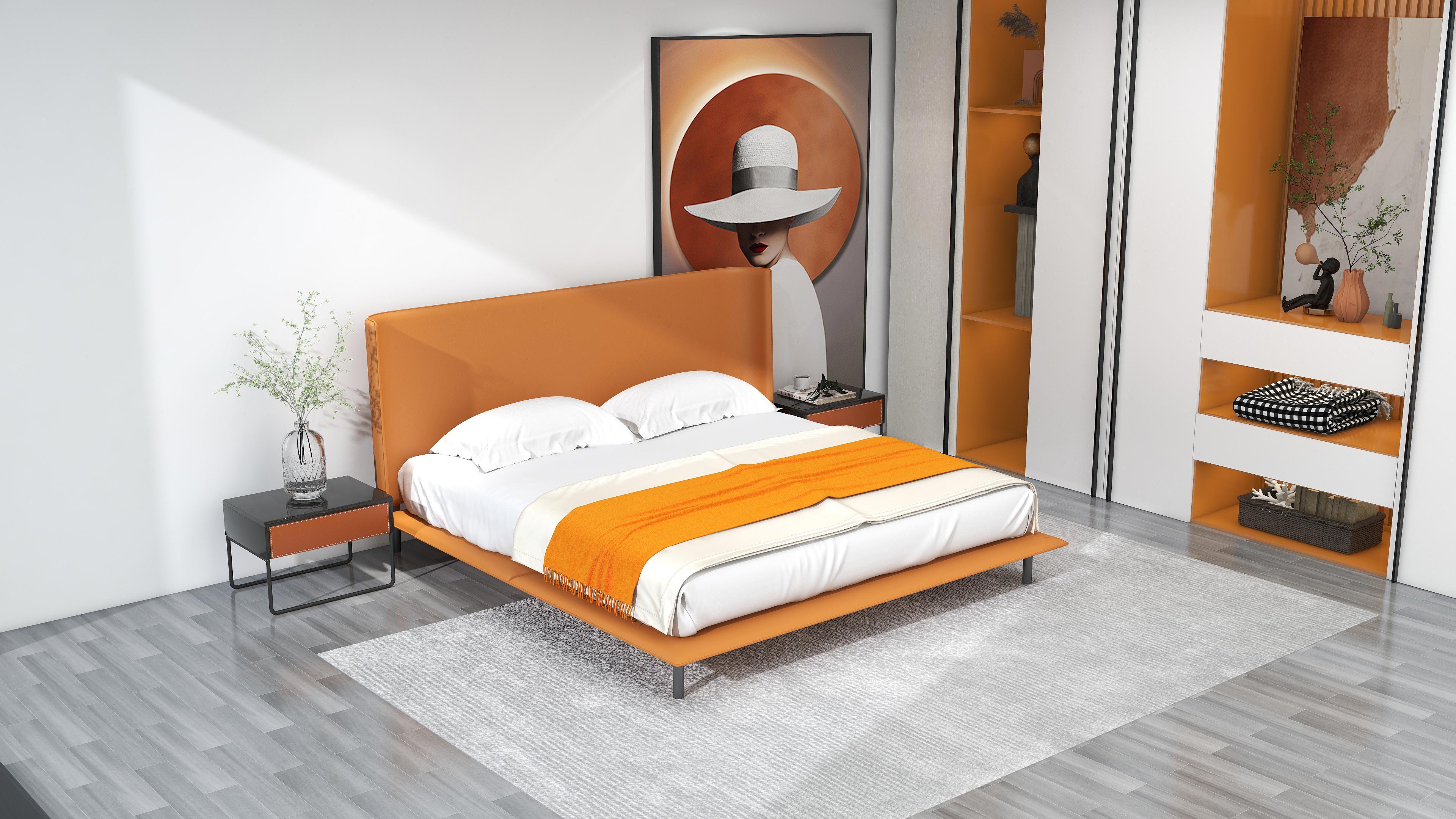 <p><strong>description：</strong></p><p>*bedframe with the 3D slats or motion</p><p>*the separate adjustable headrest can support your body perfectly</p><p>*the design of widen bedside makes the bed look different.</p><p>*Well matched the mattress and bedding.</p><p><br/></p>